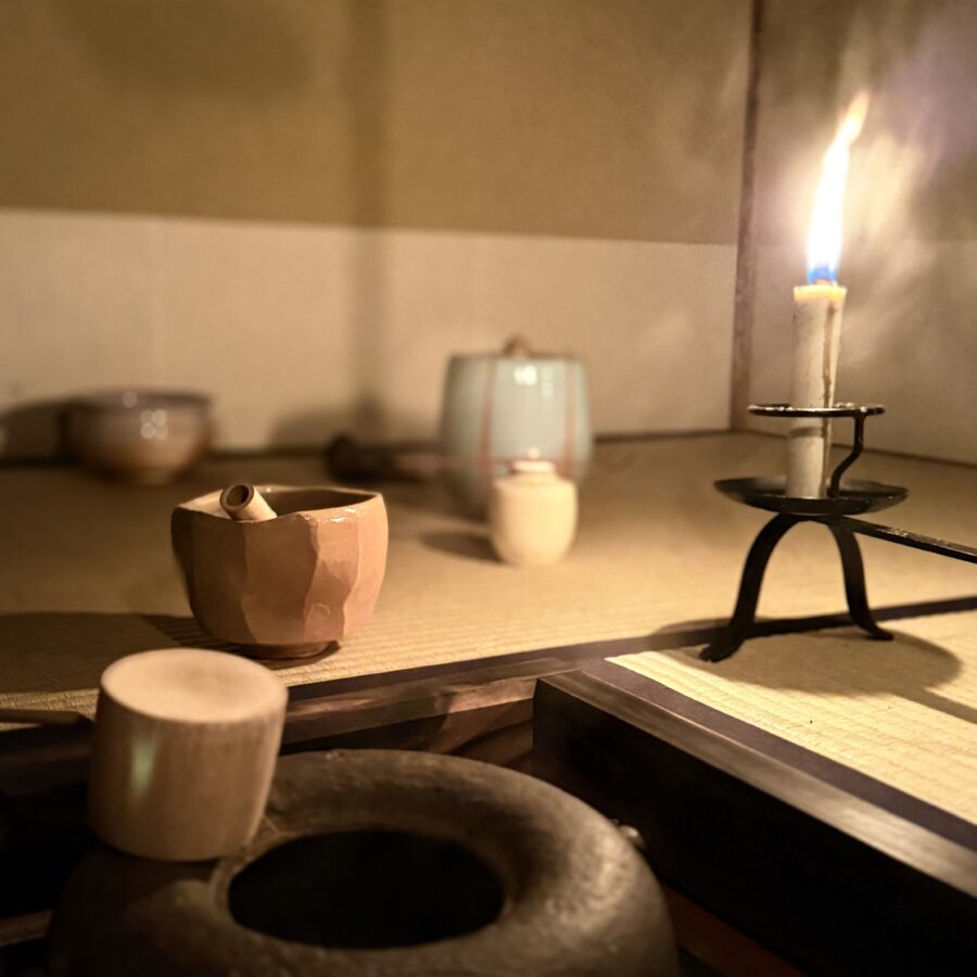 茶碗　紅鹿背 面取　１６世松林豊斎 作1980-