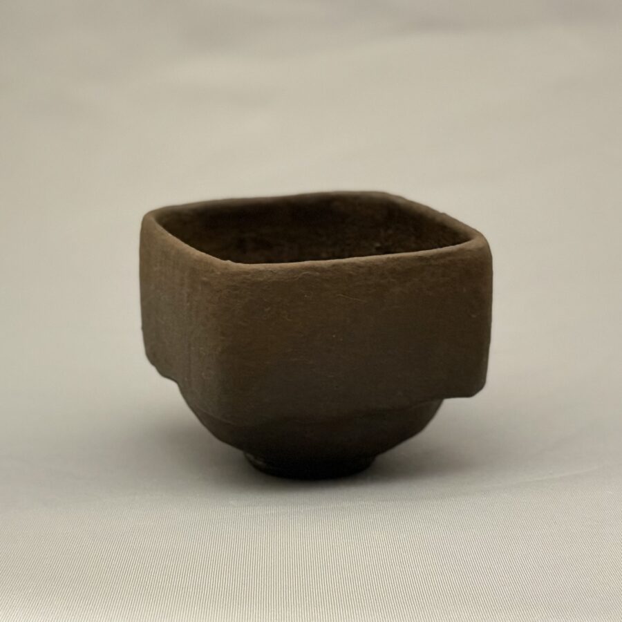 茶碗 黒楽　ムキ栗写　佐々木虚室造 No.985