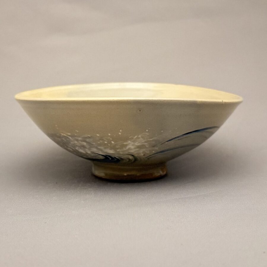 茶碗　朝日焼　色絵 宇治川の絵　13世松林光斎造