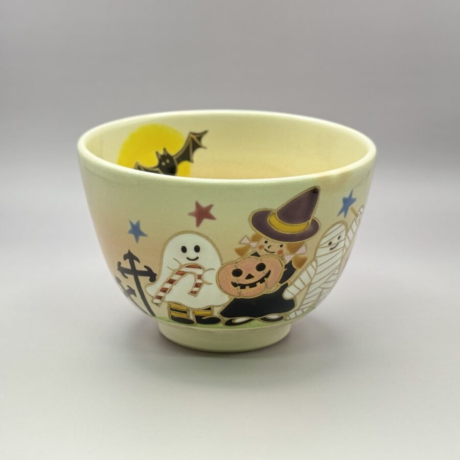 茶碗　色絵 ハロウィンの絵　加藤起楽造 1975-