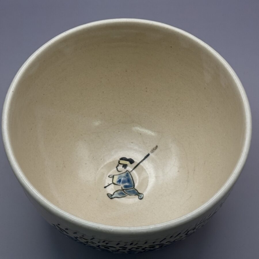 茶碗　色絵　忠臣蔵討ち入り茶碗　 長谷川 剛造　No.996