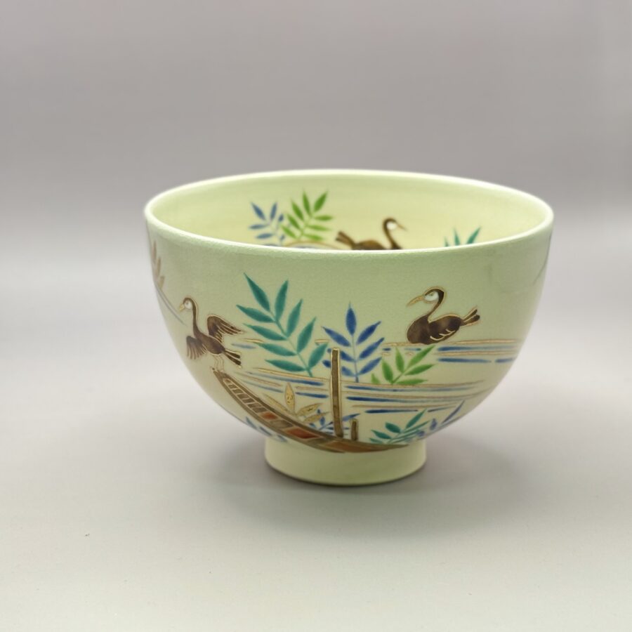 茶碗　色絵　鵜飼絵　山川司造 No.792