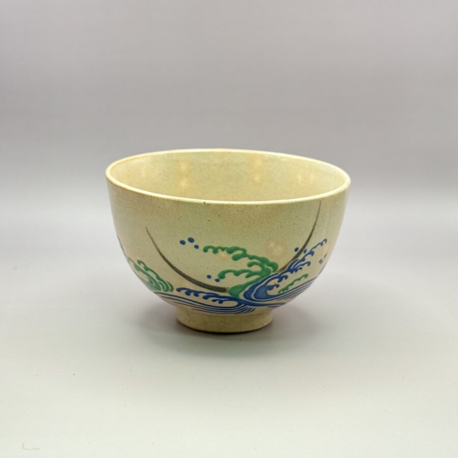 茶碗　色絵　仁清三日月写　宮地英香造