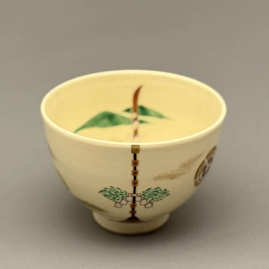 茶碗　色絵祇園祭の絵　見谷福峰 造1970-　No.831
