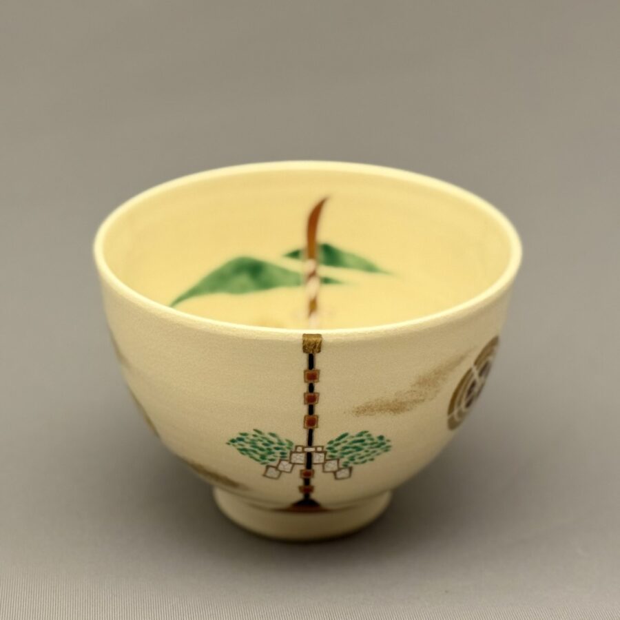 茶碗　色絵祇園祭の絵　見谷福峰 造1970-　No.831