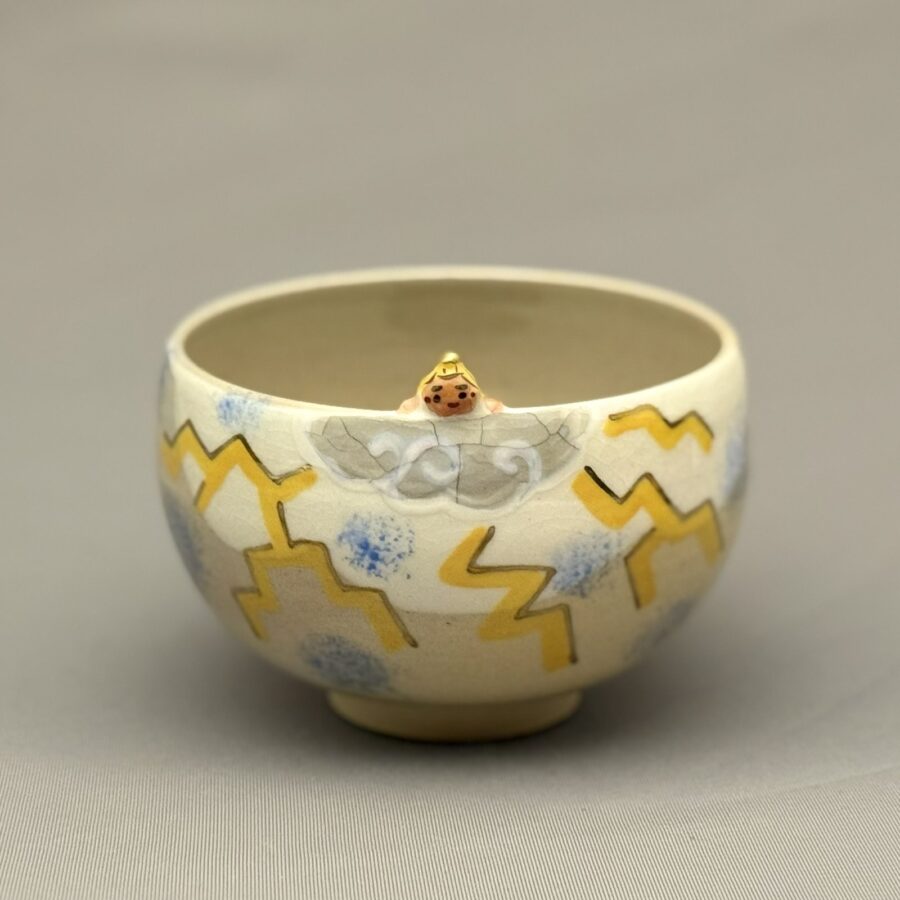茶碗　色絵　雷小僧　東山深山 作1971-　No.930